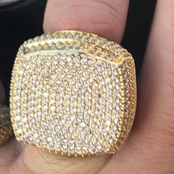 Plunger Ring statement 18k dippped busted down .01cvv diamonds size 10 ring